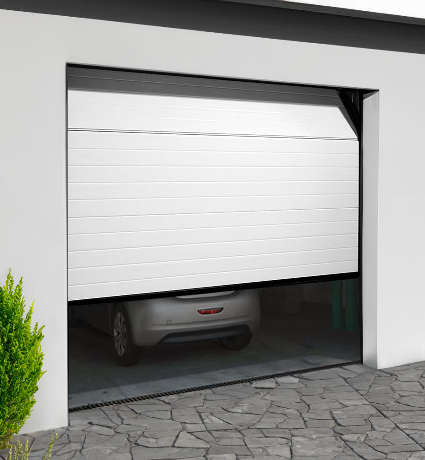 Porte de garage sectionnelle manuelle lignée