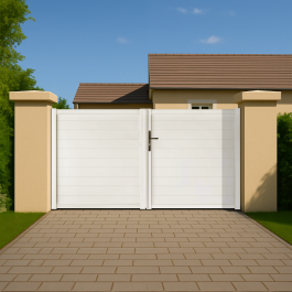 Portail battant PVC standard ARLES blanc (en ambiance)