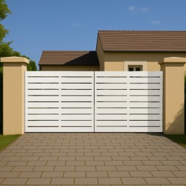 Portail battant électrique PVC blanc LYON