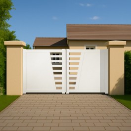 Portail battant électrique PVC blanc CAMBRAI