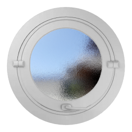 Oeil de boeuf rond basculant PVC vitrage brouillé ø tableau 1100 mm fermé