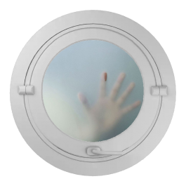 Oeil de boeuf rond basculant PVC vitrage dépoli ø tableau 1200 mm fermé