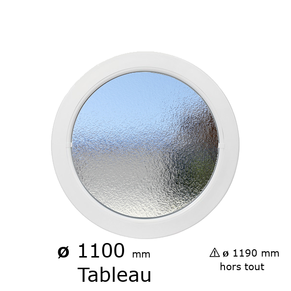 Oeil de boeuf rond fixe PVC vitrage brouillé ø tableau 1100 mm