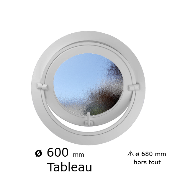 Oeil de boeuf rond basculant PVC vitrage brouillé ø tableau 600 mm