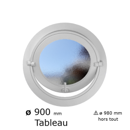 Oeil de boeuf rond basculant PVC vitrage brouillé ø tableau 900 mm