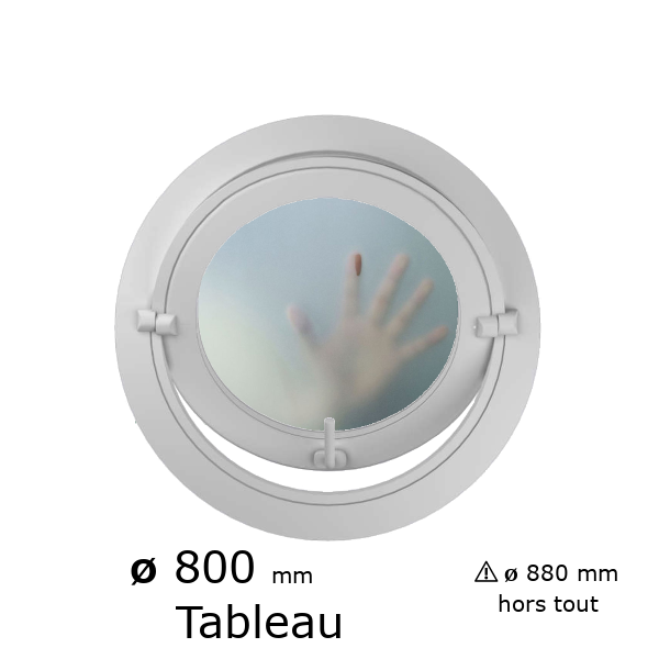Oeil de boeuf rond basculant PVC vitrage dépoli ø tableau 800 mm
