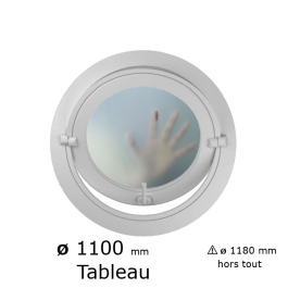 Oeil de boeuf rond basculant PVC vitrage dépoli ø tableau 1100 mm