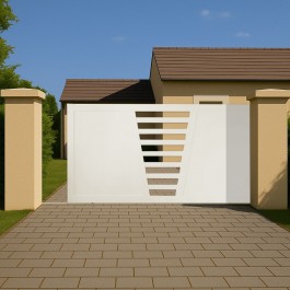 Portail coulissant PVC sur-mesure CAMBRAI - ouverture vers la droite