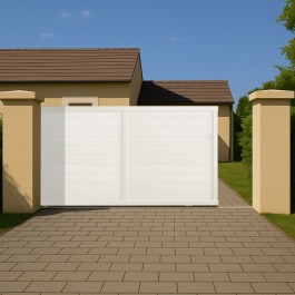 Portail coulissant PVC sur-mesure ARLES blanc - ouverture vers la gauche