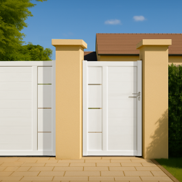 Portillon PVC sur mesure décor insert Arles (poignée à droite)