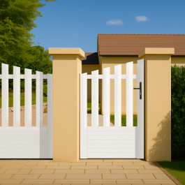 Portillon PVC standard ALENÇON blanc CONVEXE 1000x1450 mm - poignee a droite