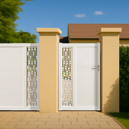 Portillon PVC standard ARLES blanc RECTANGLE 1000x1400 mm - poignee a droite