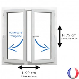 Fenêtre PVC 2 vantaux H 75 x L 90 cm OF avec poignée