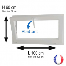 Fenêtre PVC abattant H 60 x L 100 cm avec poignée