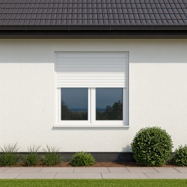 Fenêtre avec volet roulant électrique PVC H 155 x L 90 cm 2 vantaux