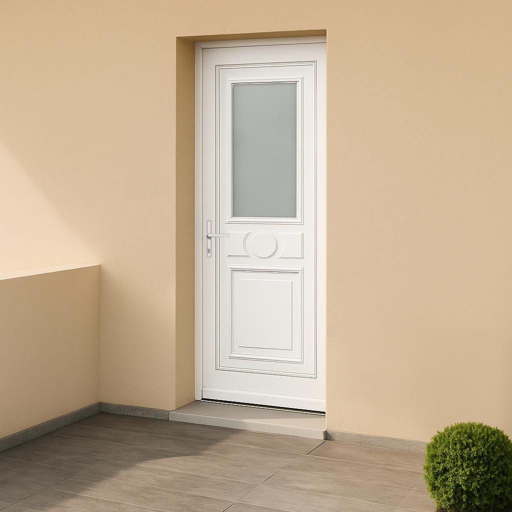 Porte d’entrée en PVC vitrée blanche Provencia 51