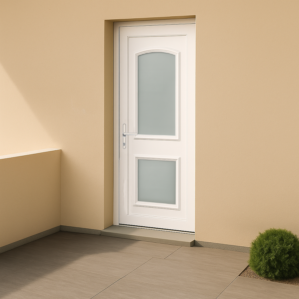 Porte d’entrée en PVC vitrée blanche Granada 18L