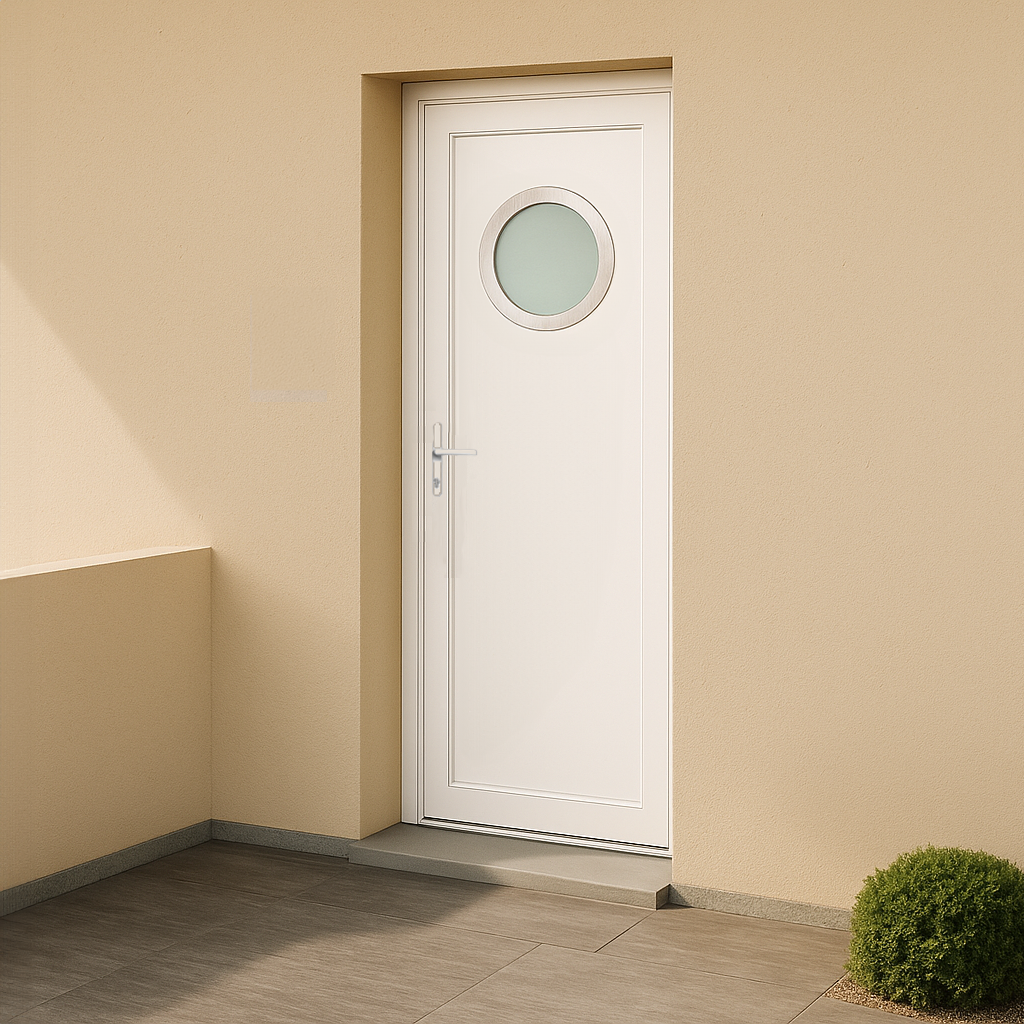 Porte d’entrée en PVC vitrée blanche Paula 1