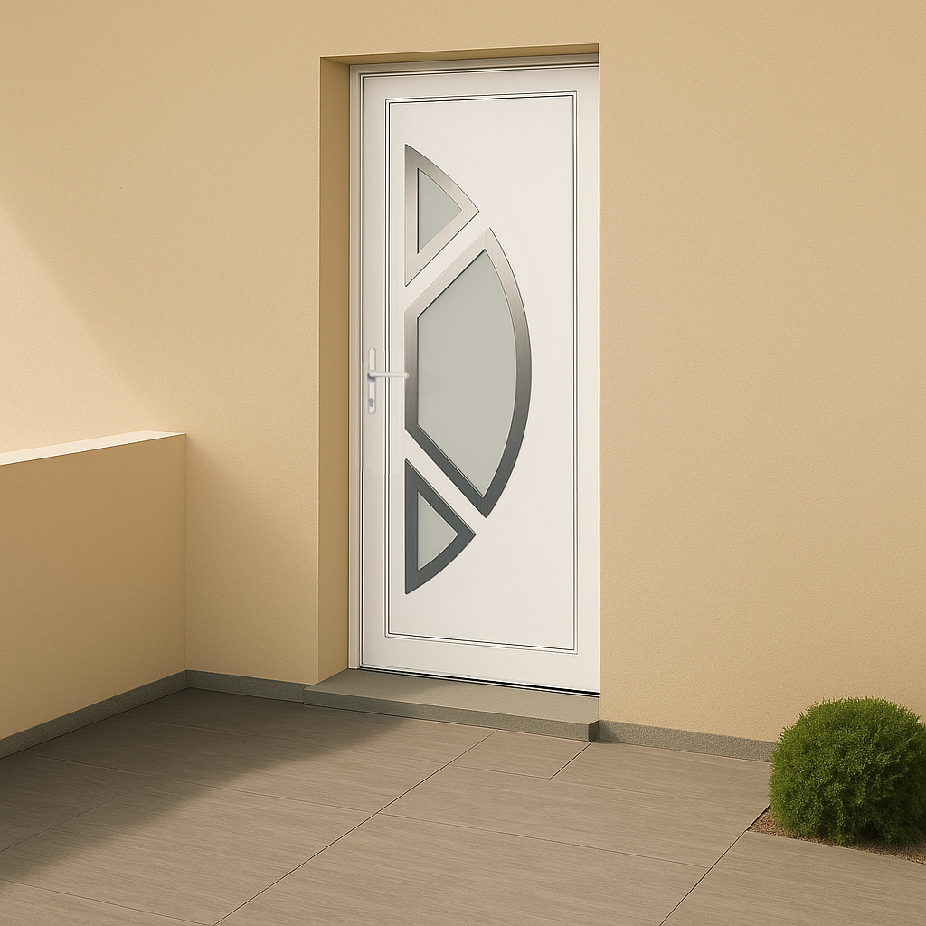 Porte d’entrée en PVC vitrée blanche Coralie 1