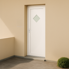 Porte d’entrée en PVC vitrée blanche Anatole