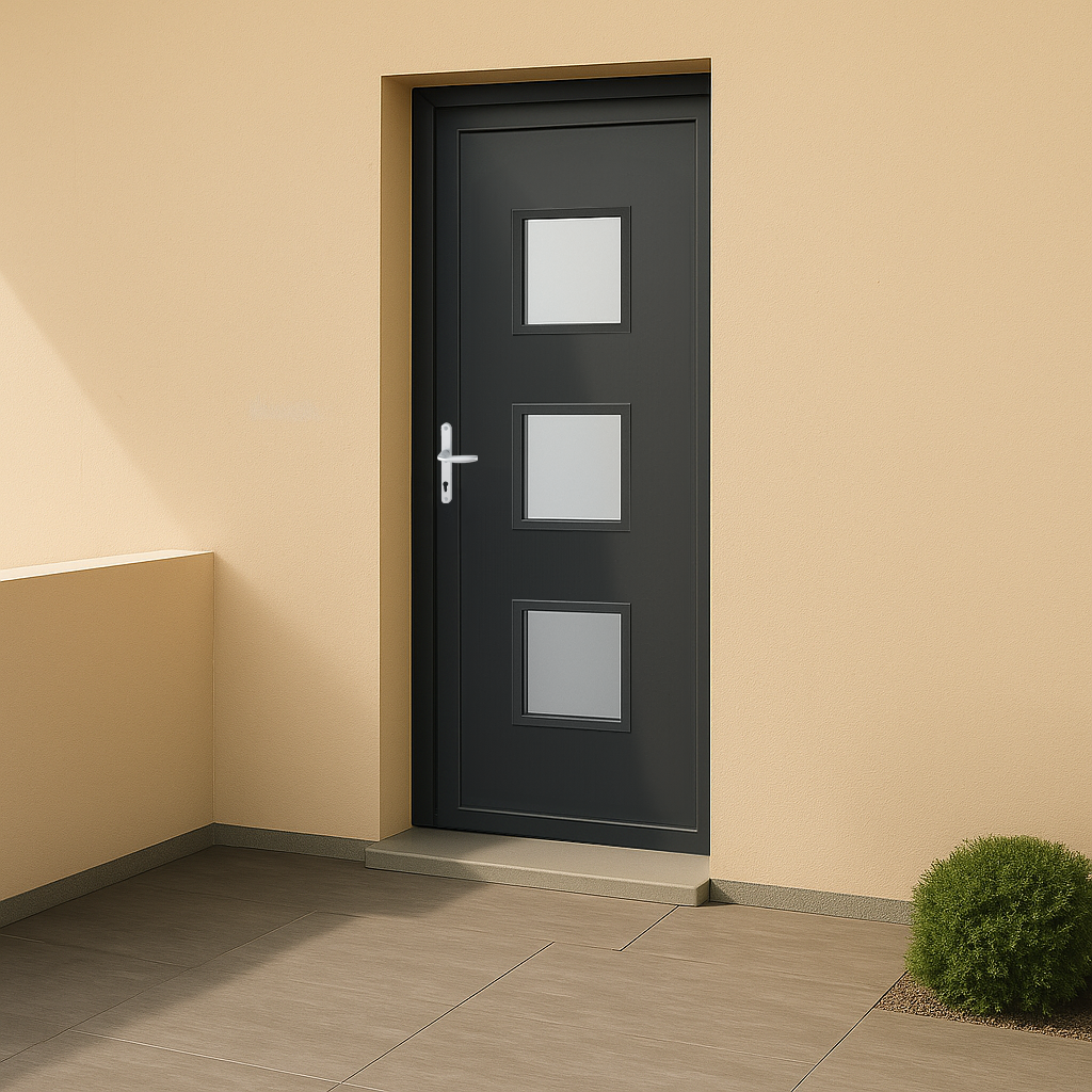 Porte d’entrée PVC couleur 124-3 vitrée