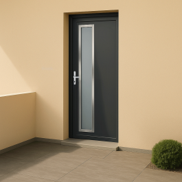 Porte d’entrée PVC couleur 767 vitrée - Gris securite (RAL7004)