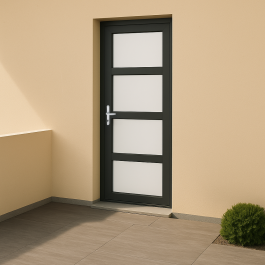 Porte d'entrée PVC couleur 4 vitrages - anthracite