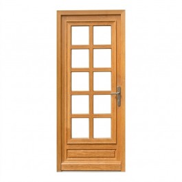 Porte d'entrée vitrée sur-mesure en bois exotique CHANTAL avec petits bois