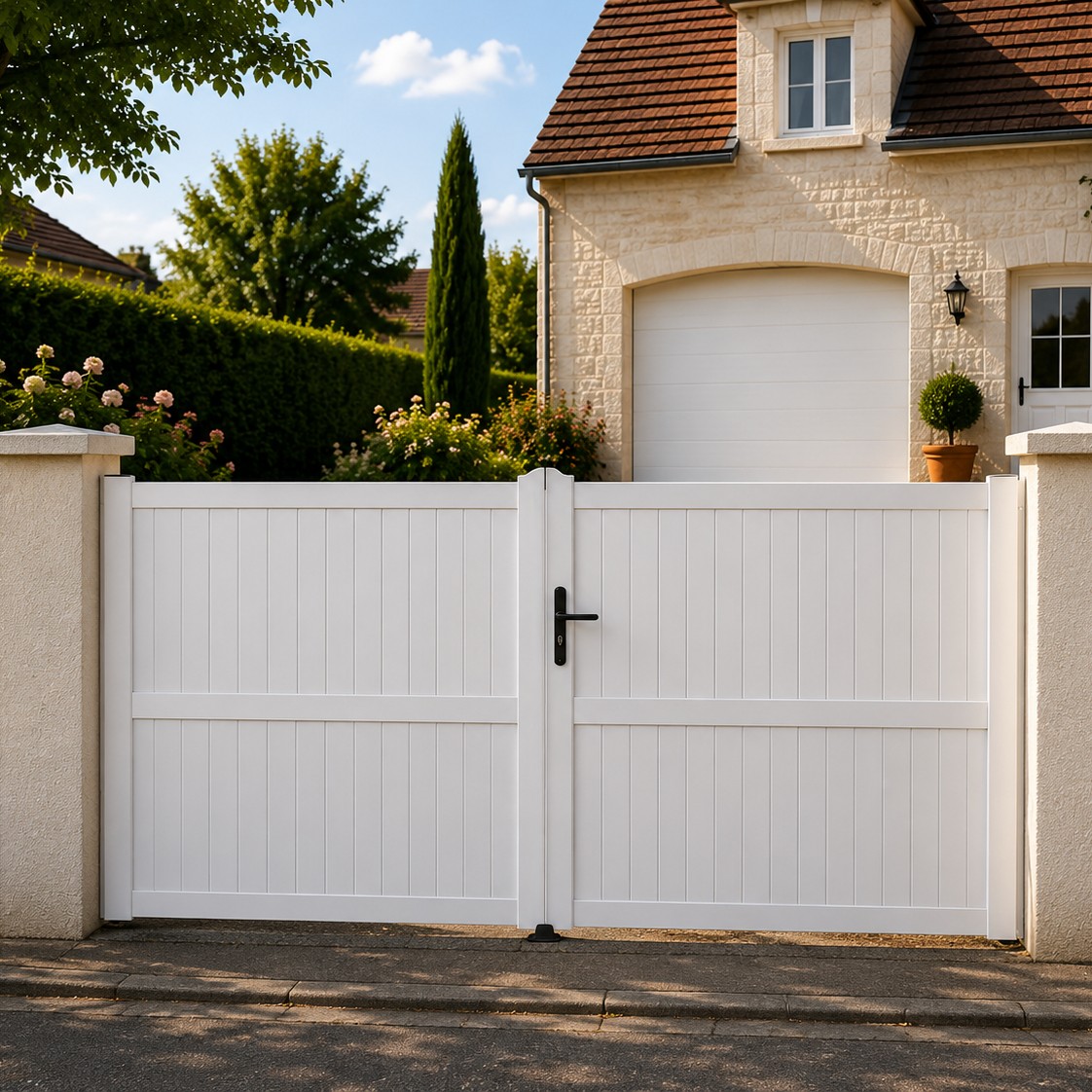 Portail battant PVC standard GUÉRANDE blanc hauteur 1800mm