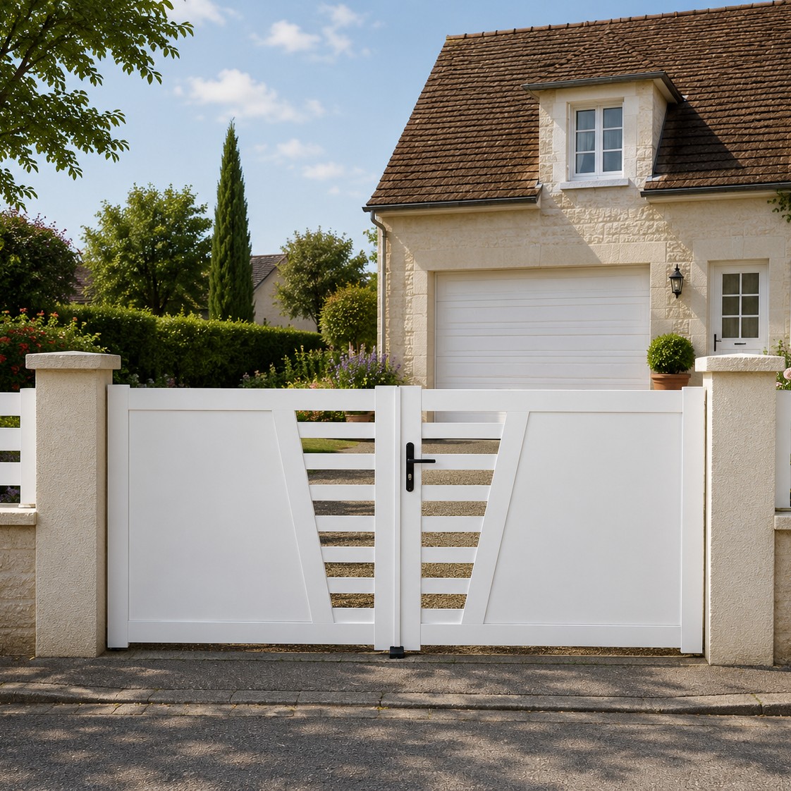 Portail battant PVC standard CAMBRAI blanc hauteur 1600mm