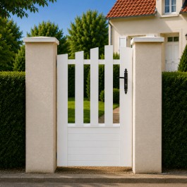 Portillon PVC standard ALENÇON blanc CHAPEAU DE GENDARME 1000x1450 mm - poignee a droite