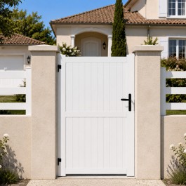 Portillon PVC standard GUÉRANDE blanc hauteur 1600 mm - poignee a droite