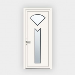 Porte d’entrée en PVC vitrée blanche design 686-3