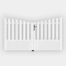 Portail battant PVC standard ALENÇON blanc CONCAVE (présenté en ambiance)