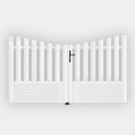 Portail battant PVC standard ALENÇON blanc INCURVE (présenté en ambiance)