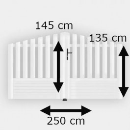 Portail battant PVC standard ALENÇON blanc CONVEXE h145xl250