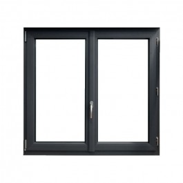 Fenêtre PVC 2 vantaux H 125 x L 90 cm OB anthracite avec poignée