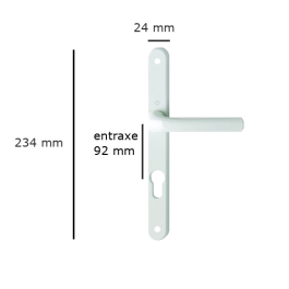 Poignée de porte d'entrée entraxe 8x92 mm