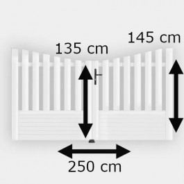 Portail battant électrique PVC blanc ALENÇON INCURVÉ L250