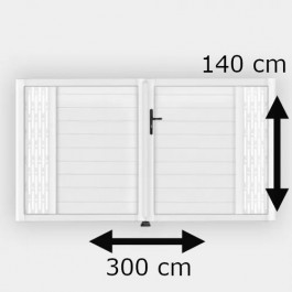 Portail battant électrique PVC blanc ARLES DÉCOR RECTANGLE L300