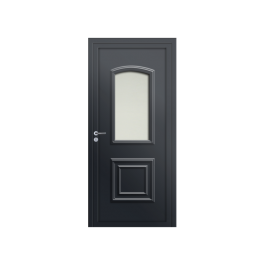 Porte d’entrée PVC couleur Granala vitrée - Gris anthracite (RAL7016)