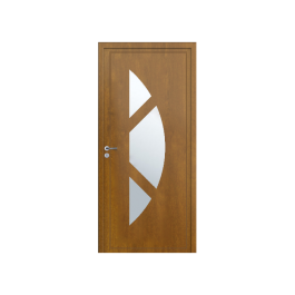 Porte d’entrée PVC couleur 7003 vitrée - chene dore