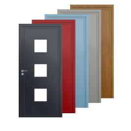 Porte d’entrée PVC couleur 124-3 vitrée