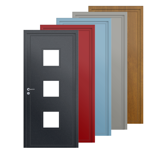 Porte d’entrée PVC couleur 124-3 vitrée