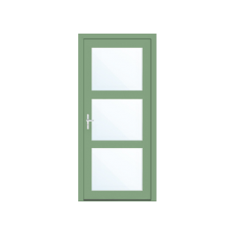 Porte d'entrée PVC couleur 3 vitrages - vert pale