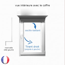 Fenêtre oscillo-battant avec volet roulant manivelle PVC H 95 x L 60 cm 1 vantail - tirant droit