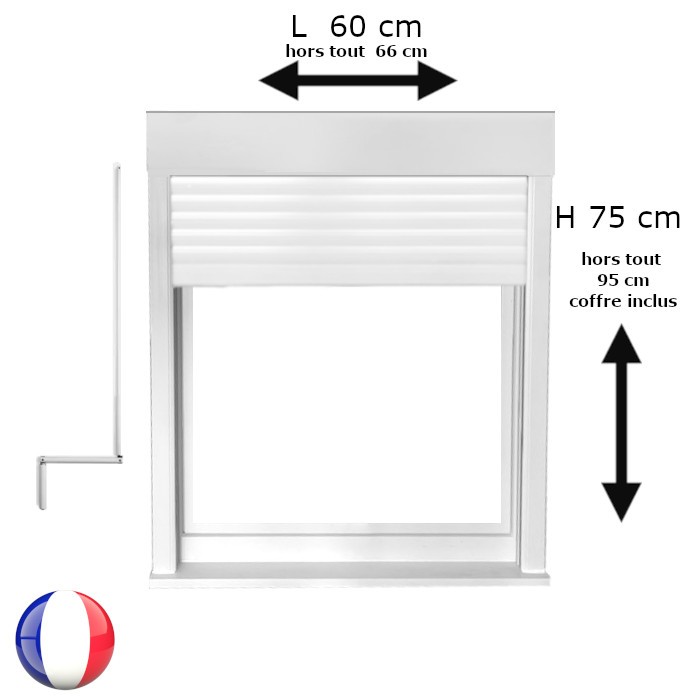 Fenêtre oscillo-battant avec volet roulant manivelle PVC H 75 x L 60 cm 1 vantail
