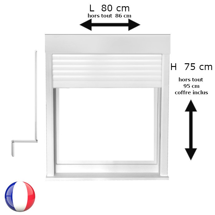 Fenêtre oscillo-battant avec volet roulant manivelle PVC H 75 x L 80 cm 1 vantail