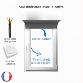 Fenêtre oscillo-battant avec volet roulant électrique PVC H 75 x L 60 cm 1 vantail - tirant droit