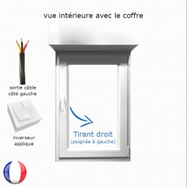 Fenêtre avec volet roulant électrique PVC H 95 x L 80 cm 1 vantail - tirant droit